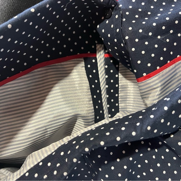 J. Crew Regent Blazer Navy Blue White Polka Dot Preppy Business Linen Size 14 - Picture 8 of 8